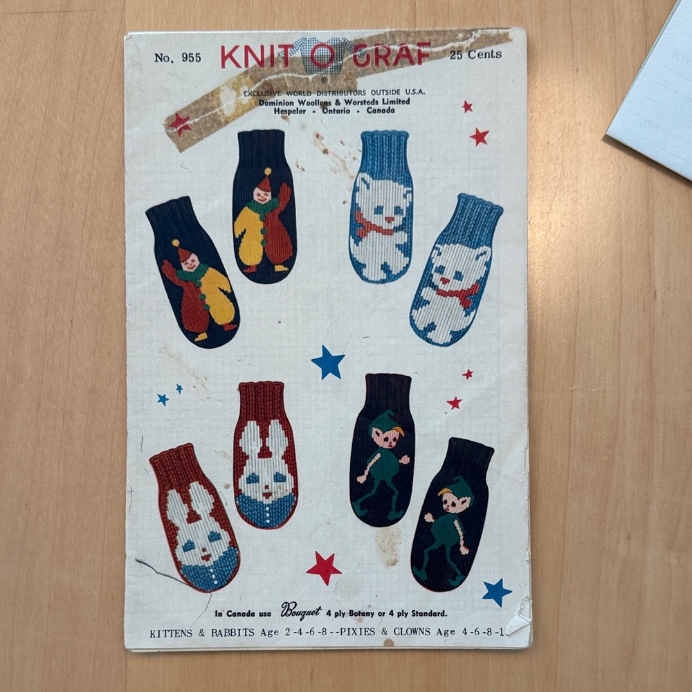 Kids Mittens - Blue, Red, Yellow